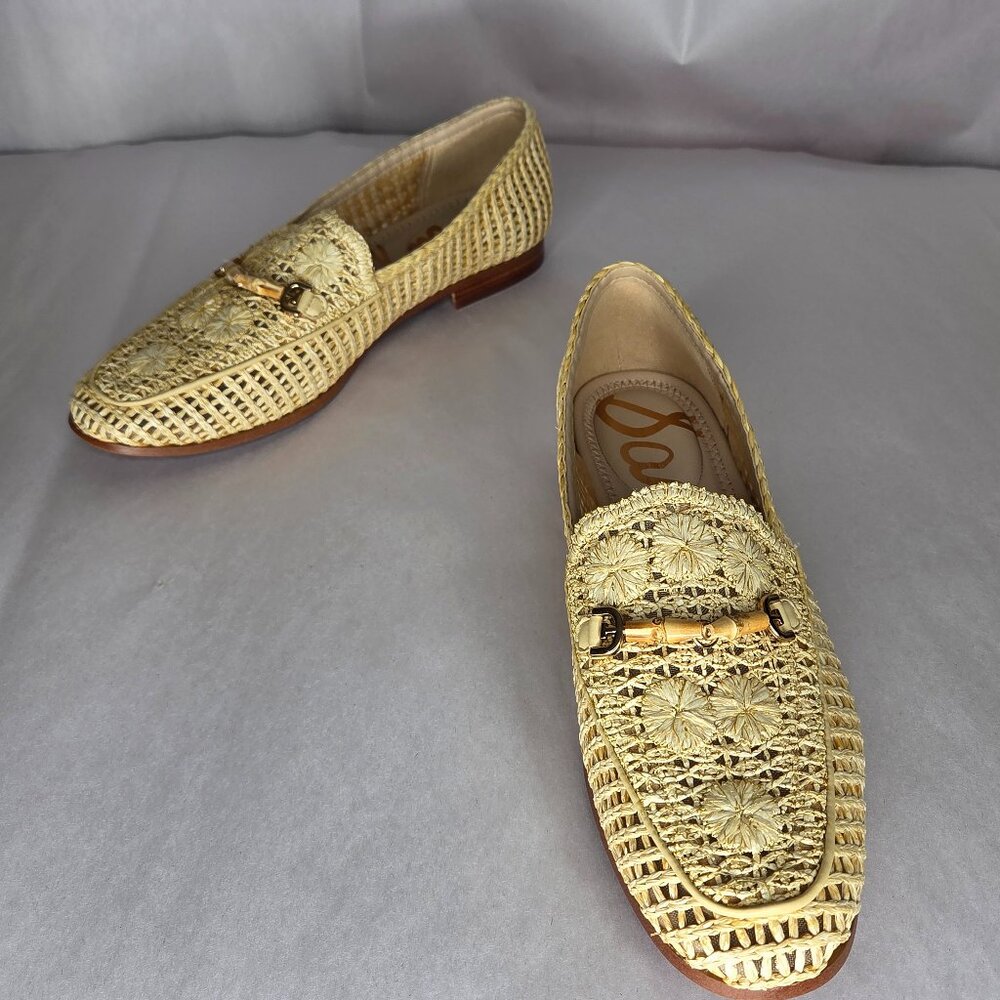 Sam Edelman Woven Straw Loafers in Natural Beige - Picture 2 of 7
